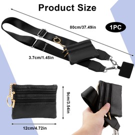 WrteEase Adjustable Phone Strap with Zippered Pouch, Crossbody Clip and Go Phone Strap with Wallet, Multifunctional Phone Chain Purse Badge Holder for Phones, Keys, and Cards