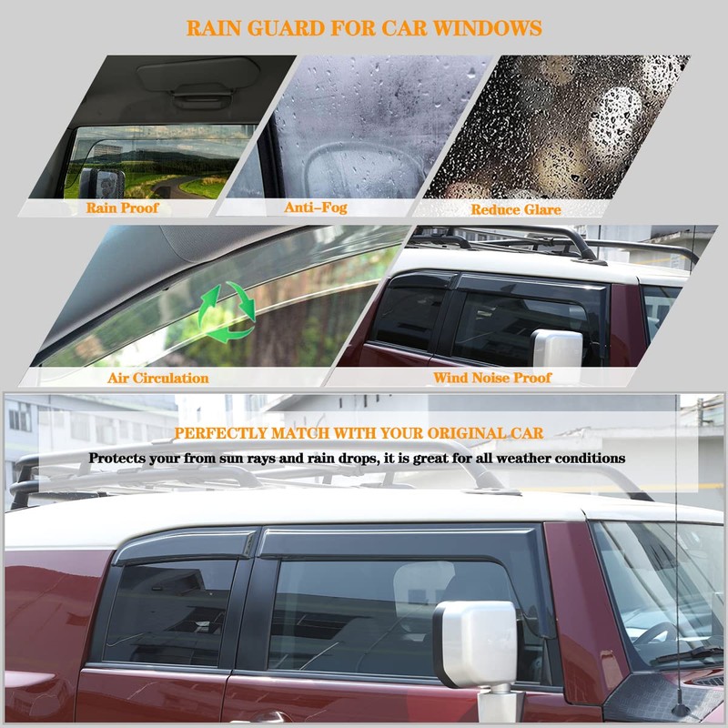 Fit for Toyota FJ Cruiser 2004-2021 Side Window Deflectors, ABS