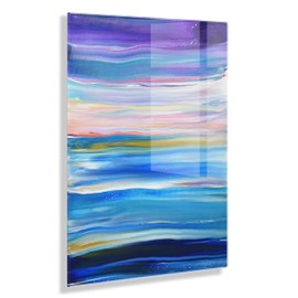 Kate and Laurel x Xizhou Xie Collaboration Seaside Serenity Frameless Floating Acrylic Art, 23x31, Modern Abstract Bright Landscape Art for Wall