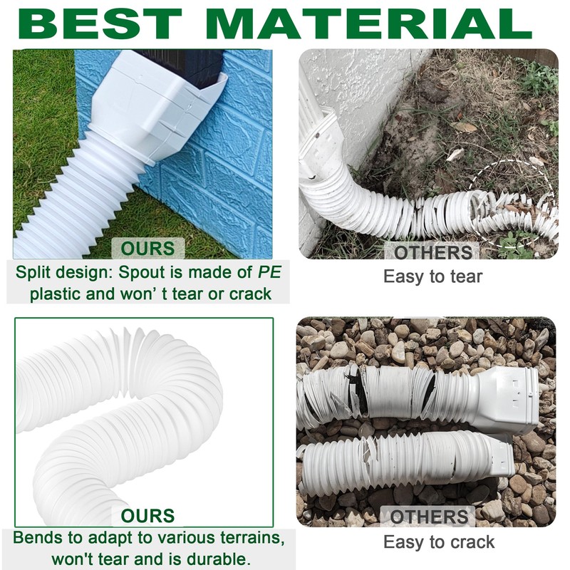 Binazon 1 Pack White-Rain Gutter Downspout Extensions, Gutter Extender for