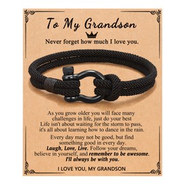 PINKDODO Grandson Bracelet from Grandma Nana, Birthday Gifts for Boys Grandson Gifts from Grandma Grandparents, Christmas Valentines DayGifts for Grandson Teenage Teen Boys