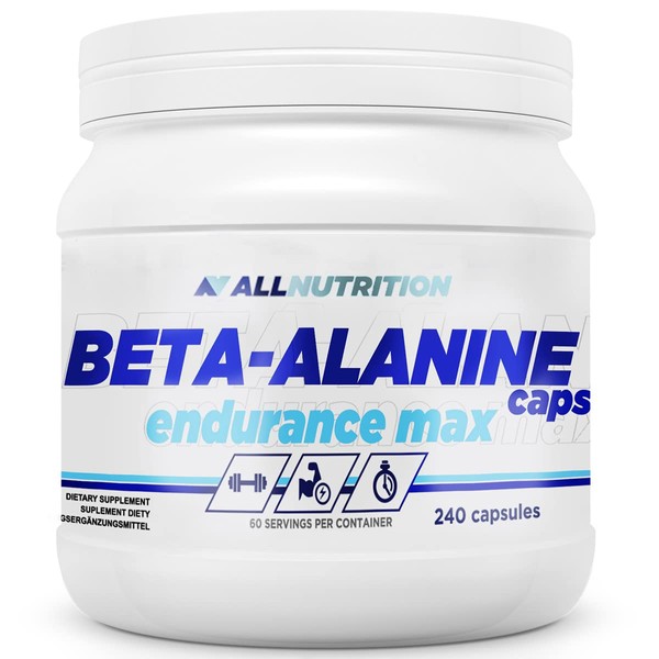 ALLNUTRITION Endurance Max Beta Alanine Capsules - Amino Acid Dietary Supplement with Taurine and B6 - Performance Enhancement - Body Shaping & Recovery After Sports Training - 240 Caps
