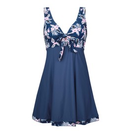 MiYang Women's One Piece High Waist Printing Swim Dress Padded Swimwear Tropical Print X-Large