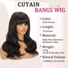 Fusenp Dark Brown Layered Wavy Synthetic Wig with Curtain Bangs