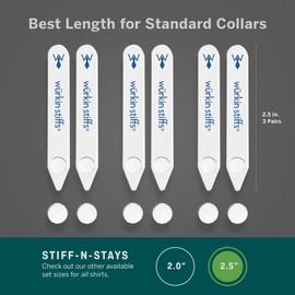 Würkin Stiffs Stiff-N-Stay Magnetic Collar Stays for Men - 2.5" Plastic Power Stays, 3 Pair Set with Case - Adjustable & Durable Shirt Collar Straighteners - As Seen on Shark Tank