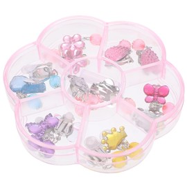 jojofuny Assorted Color Resin Kids Clip on Earrings - Cartoon Shape Ear Clips for Girls, Decorative Toy Jewelry in Transparent Flower Box