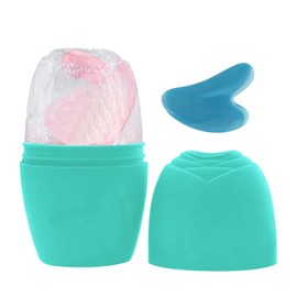 Vanyibro Face Ice Roller & Gua Sha Stone Set for Face/Eye/Neck to Brighten Tighten Skin Enhance Your Natural Glow De-Puff The Eye Area Birthday Gifts for Women Skincare Massager (Green)