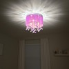 LaLuLa Purple Crystal Chandelier for Girls Bedroom, 3-Light E12 Flush