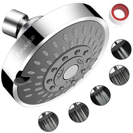 Cabeza de Ducha de lluvia- Alcachofa Ducha de Baño Fija Para Baja y Alta Presión Redonda 4 Pulgadas de Montaje Soporte Fijo de 5 Función Cromo Pulido 