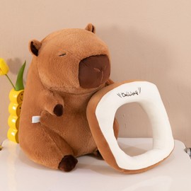 Capybara Cuddly Toy, Capybara Plush Toy, Brown, Capybara Stuffed Toy, Removable Toast Plush Toy, Water Pig Toy, Cute Animal Plush Dolls, Gifts for Children (35 cm, Brown)