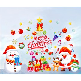 Christmas Window Clings Decorations,Static Christmas Window Sticker Decal,Large & Adjustable Double Sided Xmas Decal Ornament for Holiday New Year Party Home Store Winter Décor 2 Sheet (Christmas-C)