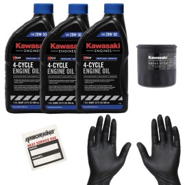 Kawasaki 20W50 Oil Change Kit for Kawasaki FX820V 99969-6298, 49065-0724, Decal, Gloves
