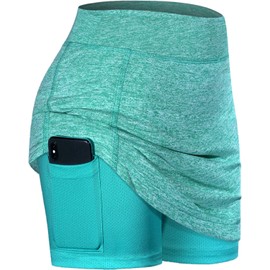 BLEVONH - Faldas de tenis de verano para mujer con pantalones cortos debajo, pickleball, atletismo, entrenamiento y golf con bolsillos, Turquesa, 3X-Large