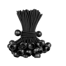 Landrain Pack of 40 10 cm Bungees with Ball, Black Tarpaulin Tensioners