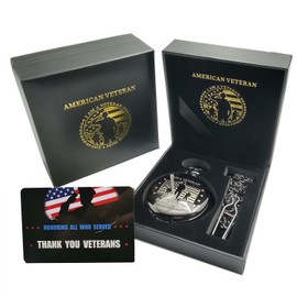DerMacht Gifts for Veterans, Pocket Watch for Veterans with Military Badge Black Gift Box, Best Veterans Day Gifts Style1