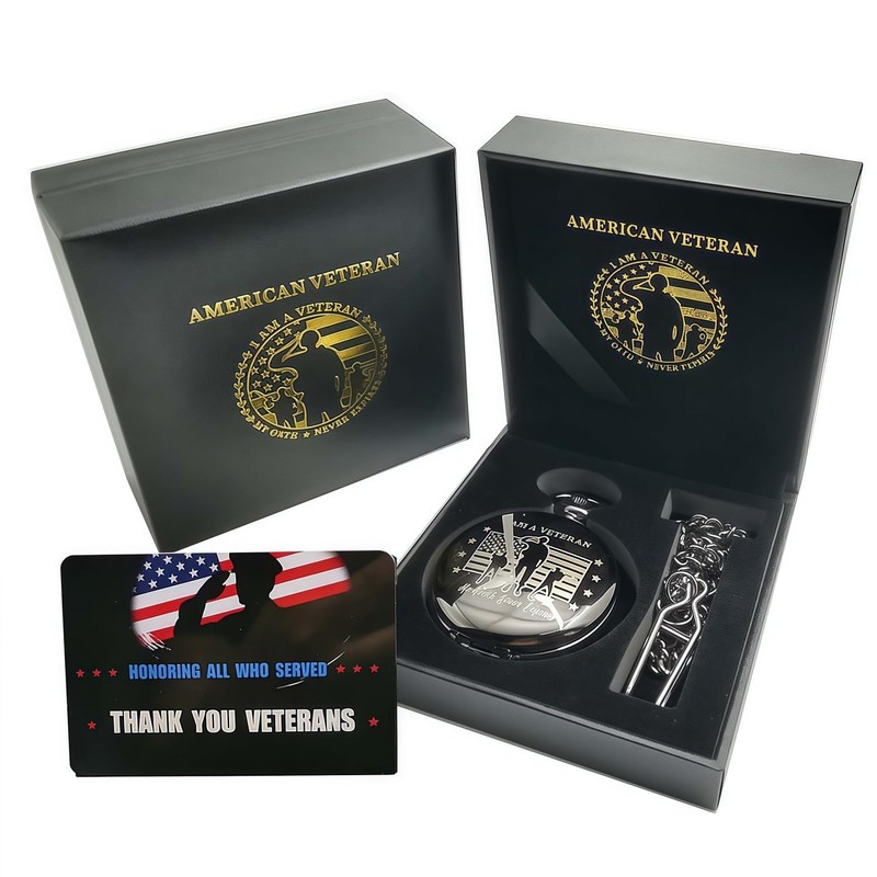 DerMacht Gifts for Veterans, Pocket Watch for Veterans with Military