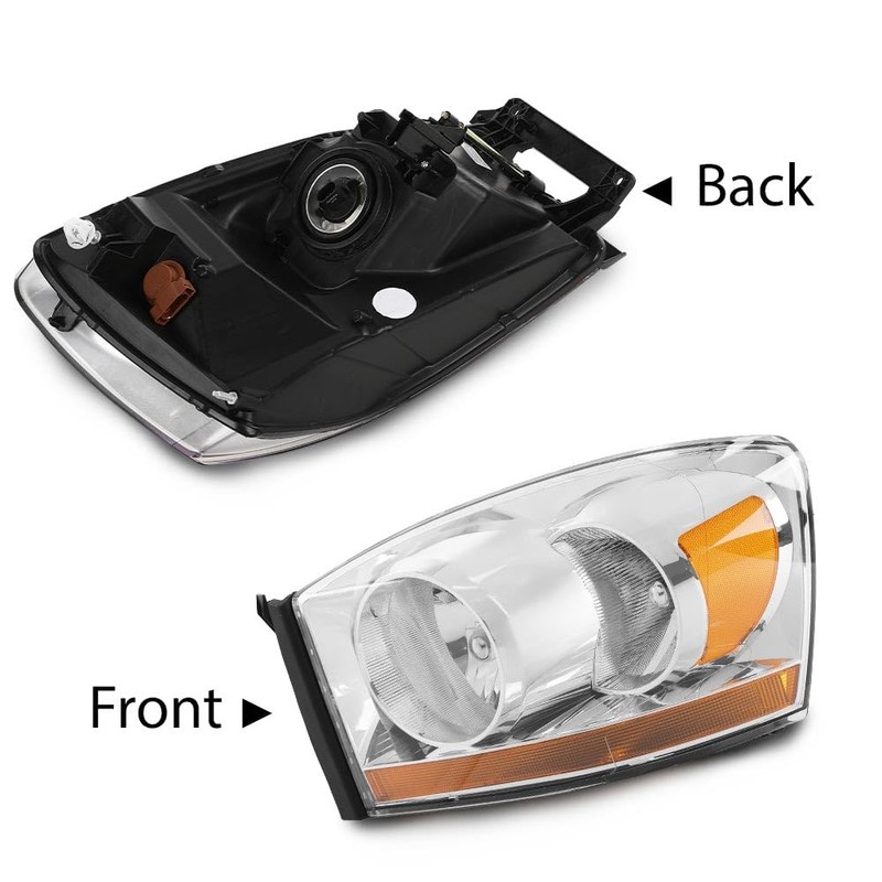 G-PLUS Headlights Assembly w/Bulbs Compatible with Dodge Ram 1500 06-08/Dodge