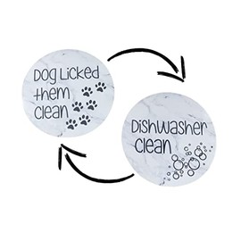 Dog Licked Them Clean Dishwasher Clean Reversible Dishwasher Magnet for Kitchen, Dogs, Pets, Housewarming, Appliances (White Marble)