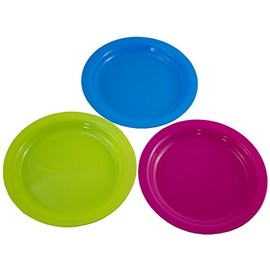 Pack of 15 Solid Plastic Plates – Assorted Colours