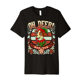 Jack Russell Terrier Oh Deer Christmas Dog Santa Claus Elf Premium T-Shirt