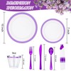 I00000 210 Pcs Clear Purple Plates for 30 Guests, Purple