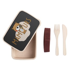 Fabulous Lunch Box Lunchbox mit Besteck, schwarz, Mamours la Maman Bär, Zeichnung, 700 ml