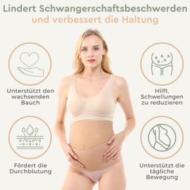 Mama Stuff BellyNest Pregnancy Belt & Abdominal Band | Back Support, Abdominal Ties & Support Belt for Pregnancy | Breathable/Relieves Back, Pelvis & Hip Pain (Beige, One Size)