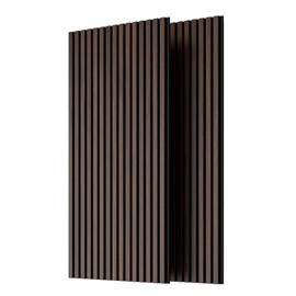 Walnut Wood Slat Wall Panels (2 Pack), 3D Fluted Acoustic Panels for Walls & Ceiling, Sound Absorbing Decorative MDF Wall Cladding 45.27" x 23.62", Modern Noise Reduction Panels for Home Office Studio