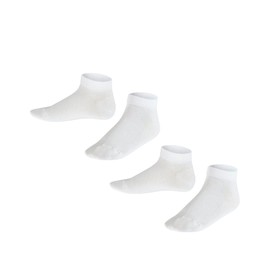 FALKE Unisex Children's Trainer Socks Happy Double Pack K Sn Cotton Short Plain 2 Pairs White 0020, 35-38, White 0020