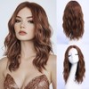 YaissmyLu Medium Length Dark Auburn Wavy Wigs Middle Parting Wavy