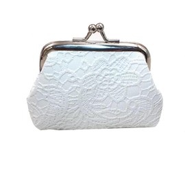 Adam Victor Lace Coin Purse- Mini Clasp Pouch Key Bags Money Bag/Wallet, White-lace Gifts CoinBag, Purses Wallets Party Favors(White)
