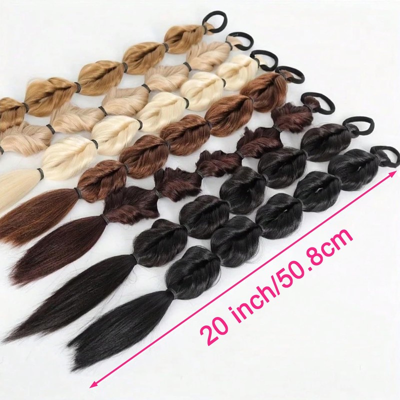 Bubble Braid Ponytail Extensions with Elastic Hair Tie 20 Inch