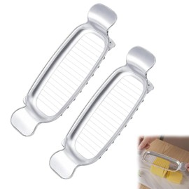 Butter Slicer Cutter & Cheese Cutter–Multi-Use Kitchen Tool for Evenly Slicing Butter Blocks, Cheeses, Eggs & Soft Fruits–Non-Stick，Compact & Portable for Home, BBQ, Camping（2 PACK)