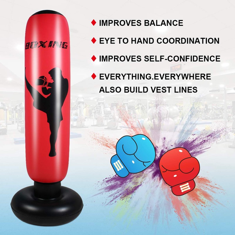 67 inch Inflatable Punching Bag for Kids, Boy Boxing Bag