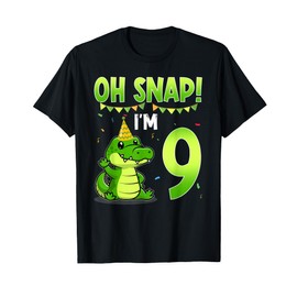 Oh Snap I'm 9 Crocodile Alligator 9th Years Old Birthday T-Shirt