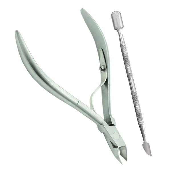 CUTICLE NIPPER CLIPPER CUTTER CUTICLE PUSHER MANICURE/PEDICURE TOOLS 2 PC
