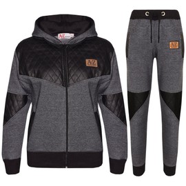 A2Z 4 Kids Boys Girls Tracksuit A2Z Project Fleece Hooded Zipped Top Bottom Fleece Jogging Sweatpants Sports - T.S A2Z Project 201 Charcoal 5-6.