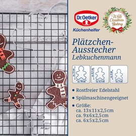 Dr. Oetker Plätzchen-Ausstecher Set Lebkuchenmann, Gingerbread Man Ausstechformen aus Edelstahl, Ausstecher für Kekse und Fondant in unterschiedlichen Größen, Menge: 1 x 3er Set