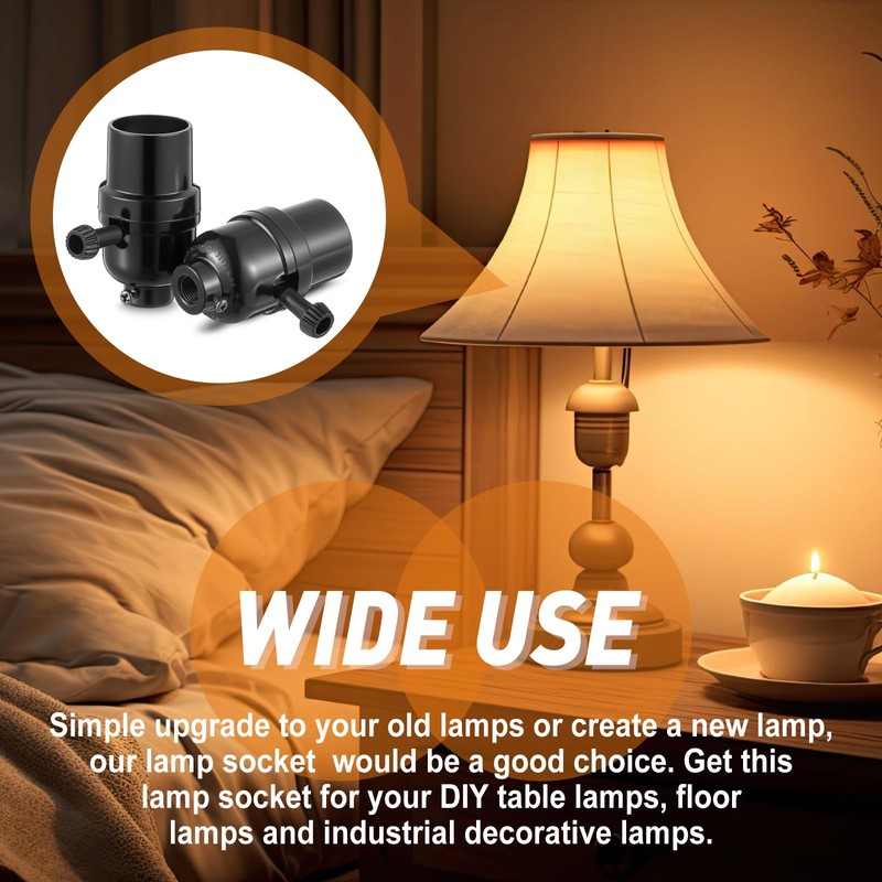 6 Pcs 3 Way Lamp Socket Replacement, UL Listed, E26