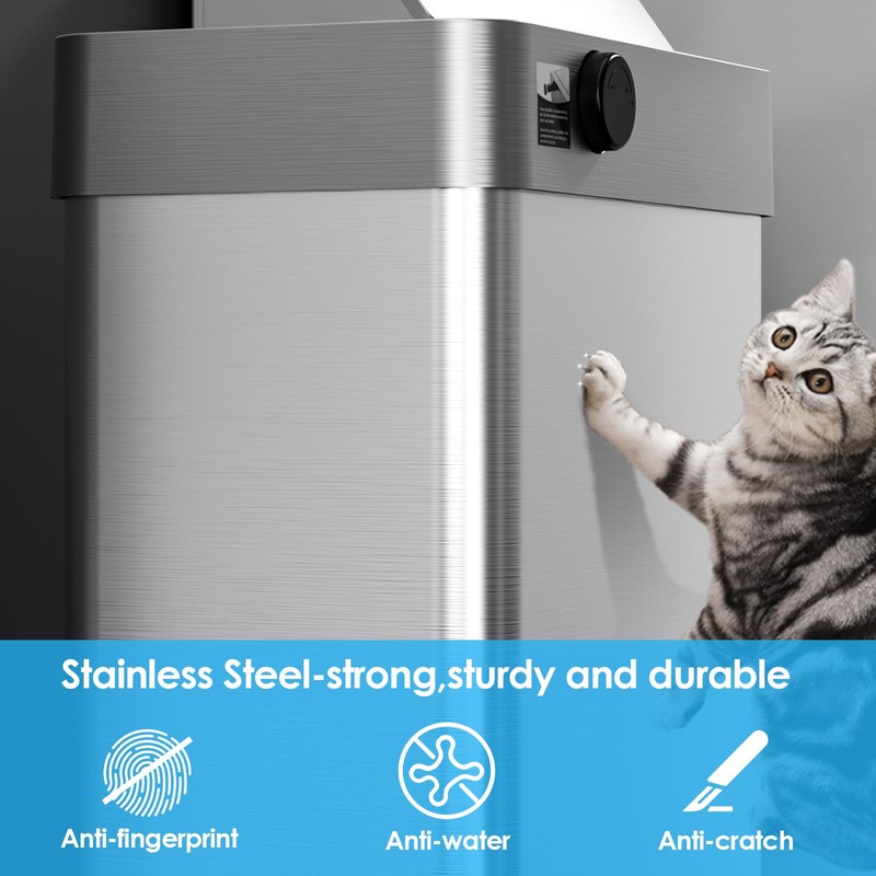 TLSUNNY 16 Gallon Motion Sensor Trash Can,Touchless Automatic Garbage Can,Brushed