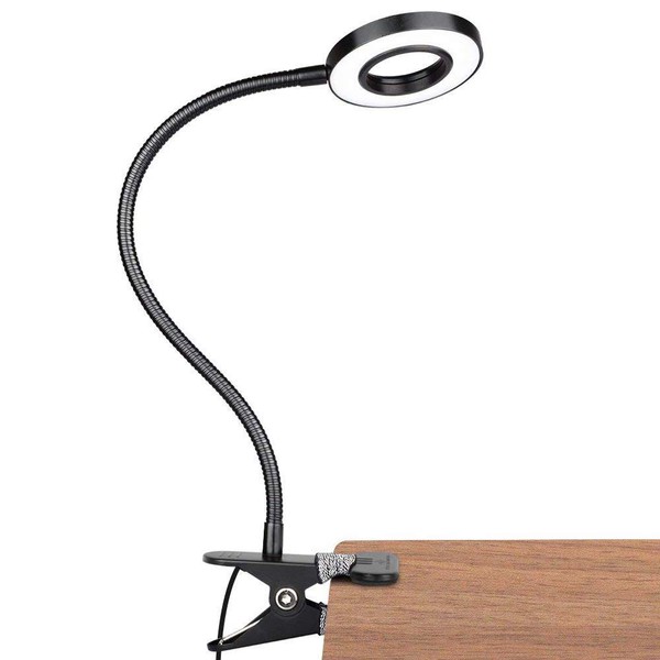 GLORIOUS-LITE 36 LED Clip on Light, 4 Modes Reading Light, 360° Rotation Gooseneck Book Light, Eye-Caring Clip on Lamp for Desk, Headboard, Zoom Meeting and Makeup Mirror(Black)