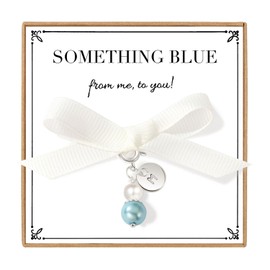 Something Blue Gift for Bride,Bride to Be Gift for Daughter,Initial Something Blue Keepsake Keychain Gifts for Daughter in Law from Mother, Wedding Gifts Bouquet Garter Charm Bridal Accessories (M)