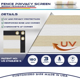 Windscreen4less Fence Privacy Screen 1' x 38' Heavy Duty Windscreen Fencing Cover Mesh Shade Fabric for Yard Deck Garden Carport Street, Beige White Strip