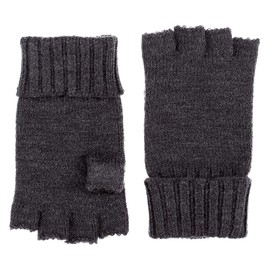 BYOS Unisex Winter Solid Fingerless Knit Gloves Ribbed Cuff, Jg730-charcoal Gray, One Size
