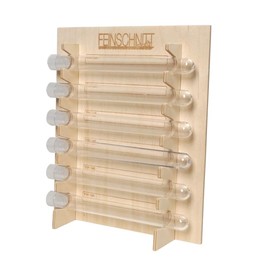 Saw Blade Organiser | Storage System for Fretsaw Blades | Birch Plywood Holder | Laser Engraved Labelling Fields | Includes 6 Transparent Tubes with White Caps
