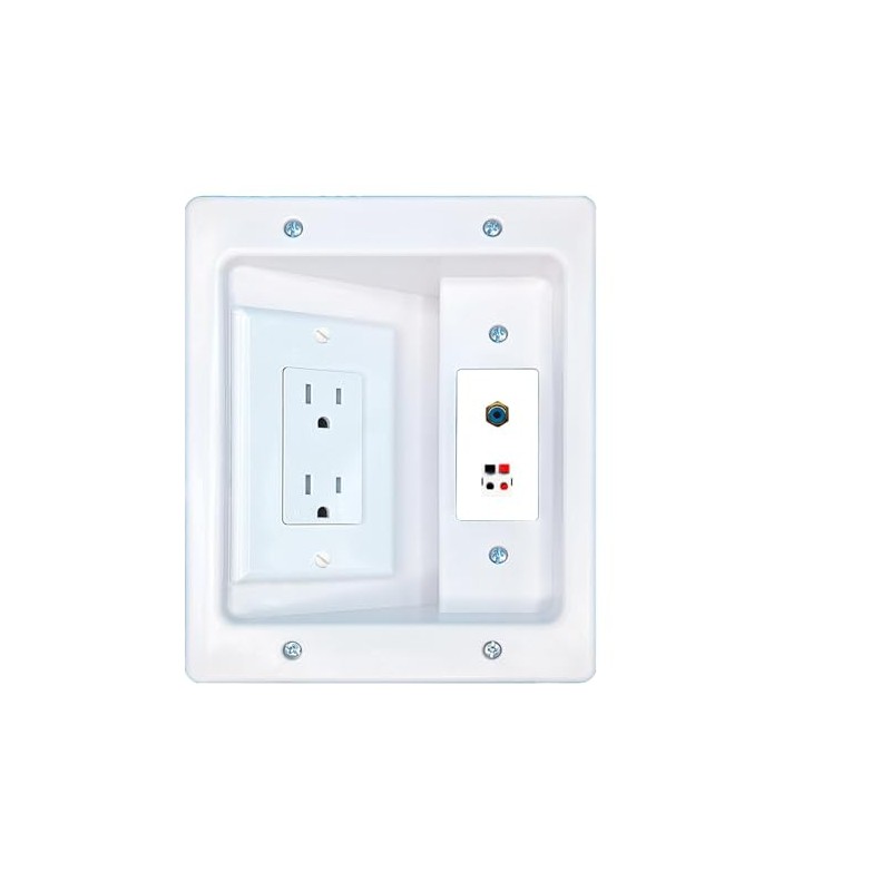 RiteAV RCA-Blue Speaker Recessed Wall Plate Cable Concealer Management Kit