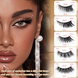EKIND Half Eye False Eyelashes - 3D Volume Slant for Stage Makeup,Daily Wear, Perform, Fluffy Extensions lash Faux Cils Strip (10-Pairs Hybrid Set)