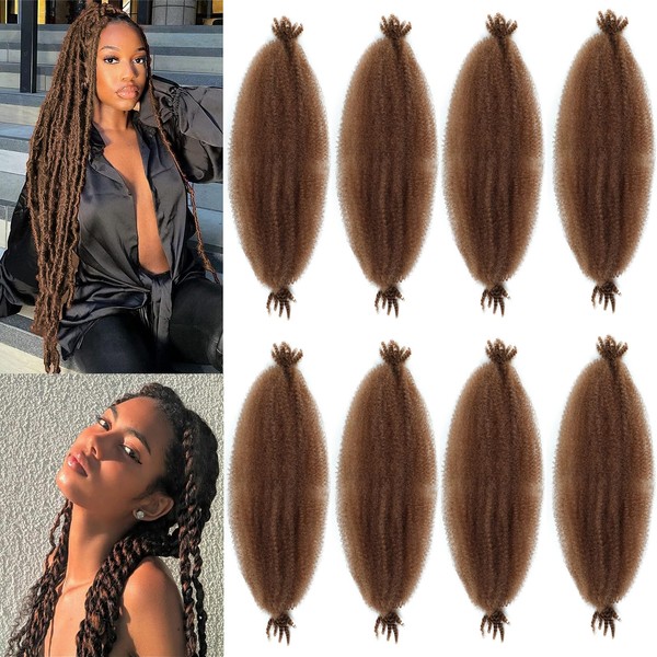 LPARMJIT Springy Afro Twist Hair 24 Inch 8 Packs Pre-Separated Kinky Marley Twist Braiding Hair for Soft Butterfly Locs Pre-Fluffed Afro Twist Hair Extensions (24 Inch (Pack of 8), 30#)