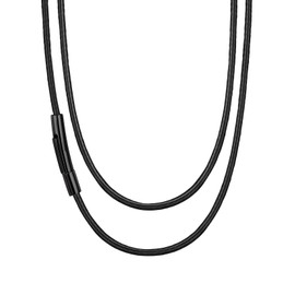 Waterproof Braided Leather Necklace Chain For Men, 2MM Black Leather Cord Necklaces With Stainless Steel Snap Clasp Mens Necklace Black Woven Wax Rope Chain Necklace For Pendant 24inch