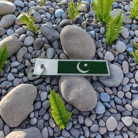 Flag Keychain Tag with Key Ring, EDC for Motorcycles, Scooters, Cars and Gifts Flag Key Chain, 100% Embroidered, Pakistan, 5.1